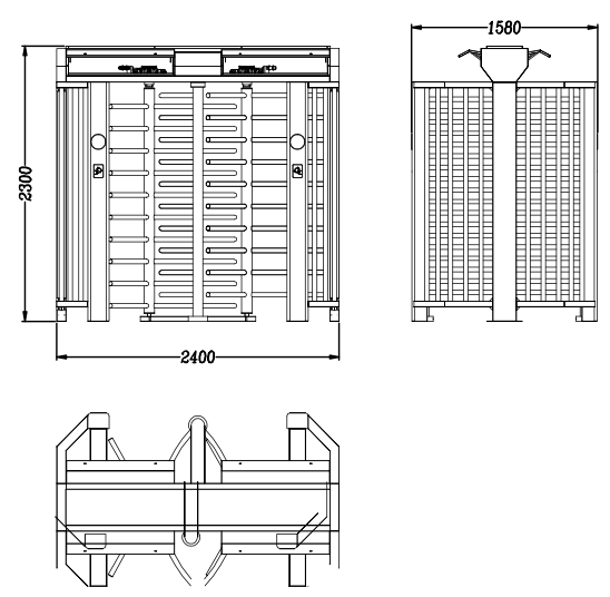FGES-RTDFH650-2B -  FERN360 - Full Height Stainless Steel Rotor Turnstile, Double Lane