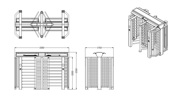 FGES-RTDFH900-2 -  FERN360 - Full Height Stainless Steel Rotor Turnstile, Double Lane