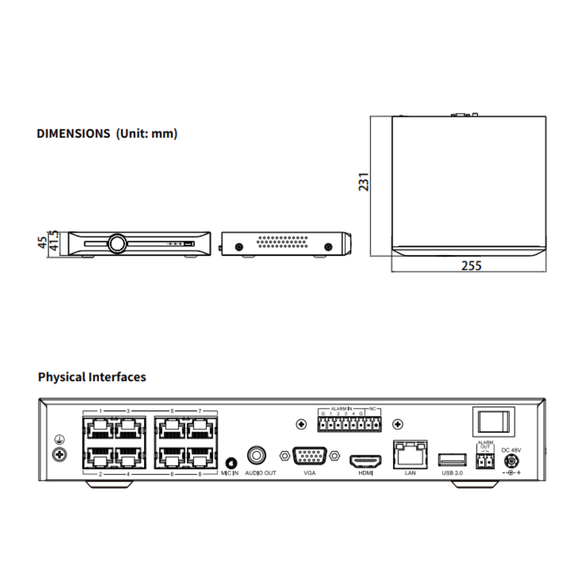 FGSIP-CNVR101-8P - FERN360 - 10Ch Network Video Recorder with 8x PoE ports, 80Mb