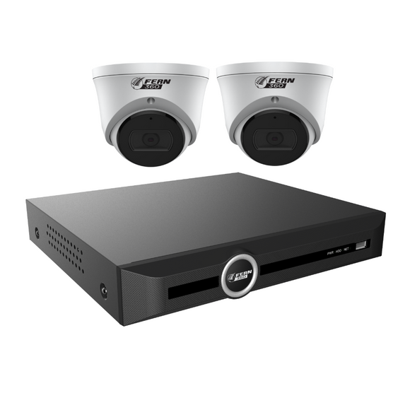 FERN360 Surveillance Kit - 2 Fixed Lens Starlight 4MP Turret Cameras and 5ch 1TB Network Video Recorder
