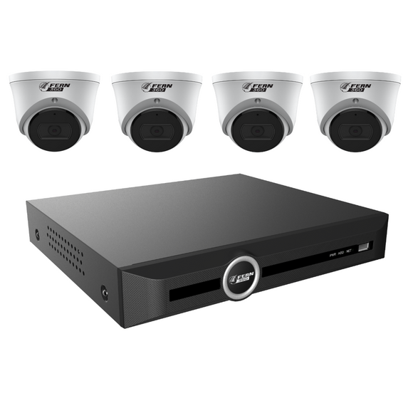 FIPKit10-4MP4TF FERN360 Surveillance Kit - 4 Fixed Lens Starlight 4MP Turret Cameras and 10ch 1TB Network Video Recorder