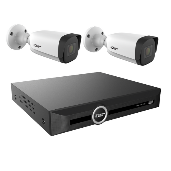 FERN360 Surveillance Kit - 2 Motorised Lens Starlight 5MP Bullet Cameras and 5ch 1TB Network Video Recorder
