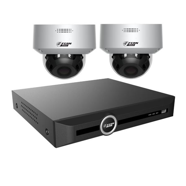 FERN360 Surveillance Kit - 2 Motorised Lens Starlight 5MP Vandal Dome Cameras and 5ch 1TB Network Video Recorder
